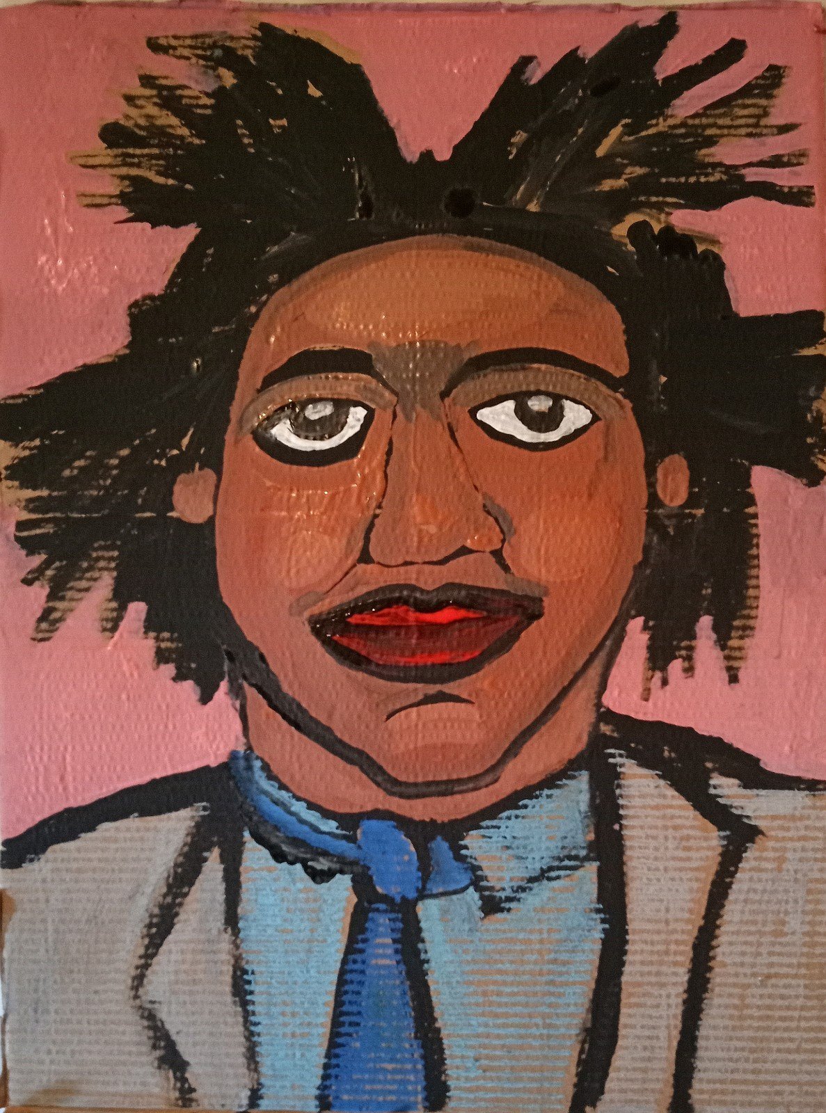 Basquiat 18 X14 Acrylic and oil sticks on cardboard