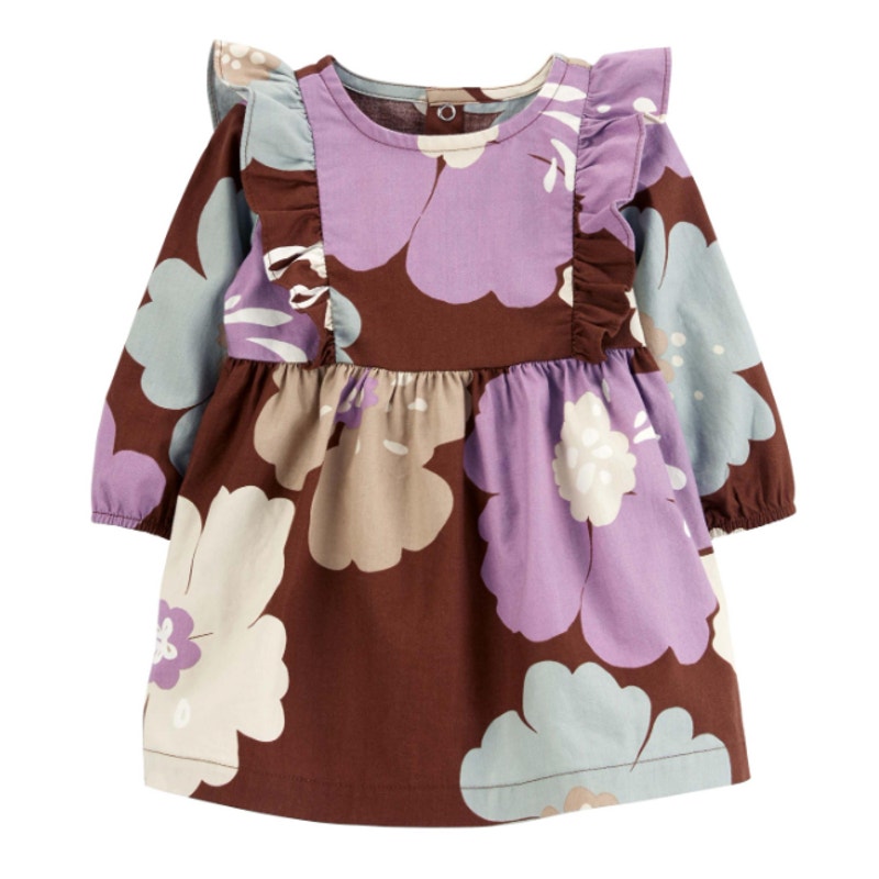 Carter's Baby Floral Flutter Twill Dress & Diaper Cover in Purple, Size 12M