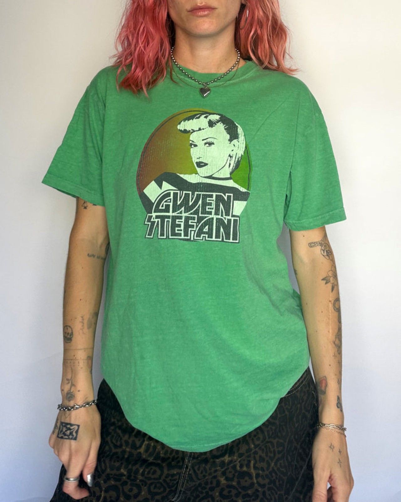 Gwen Stefaní Green Graphic Music T-Shirt Short Sleeve Women’s Cotton Sz M