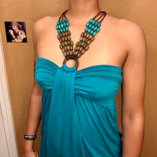 Blue & Brown Beaded Halter Top by American Dream!