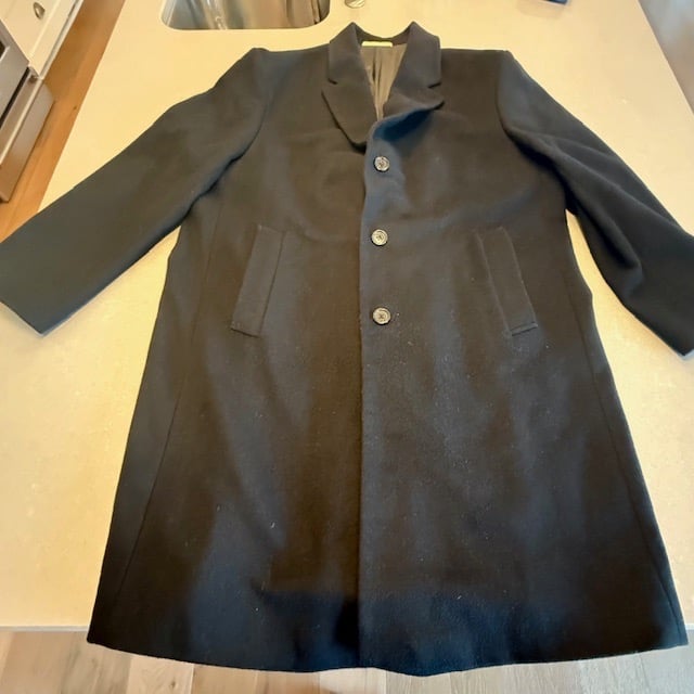 Men's Michael Kors 48R Wool Black 44 Length 3 Button Overcoat-Good Condition