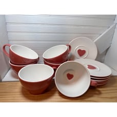 Starbucks Coffee Co Pink Heart Mug Plate Set Cup Saucer Valentines Day Love 2005