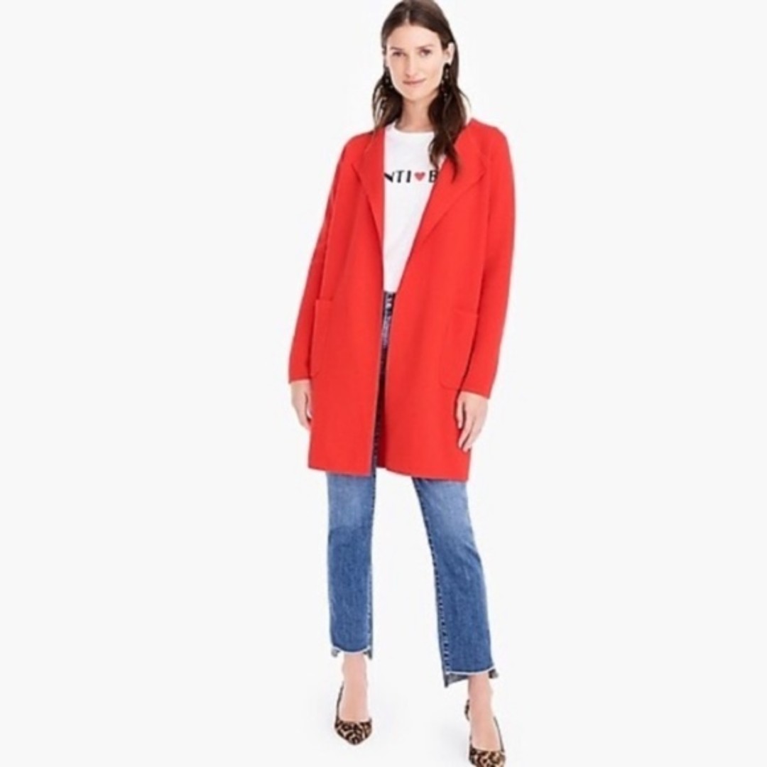 J.Crew Juliette Collarless Sweater-blazer Bright Cerise Red XS