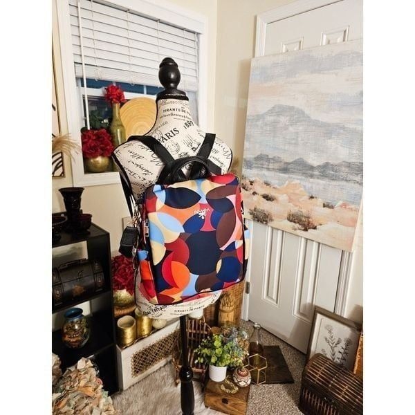 POABA Geometric Multicolored Convertible Anti - Theft Backpack.