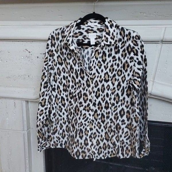 CHICO'S Animal Print Shirt - Size 1
