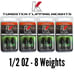 TUNGSTEN 1/2 OZ FLIPPING WEIGHTS 8 TOTAL