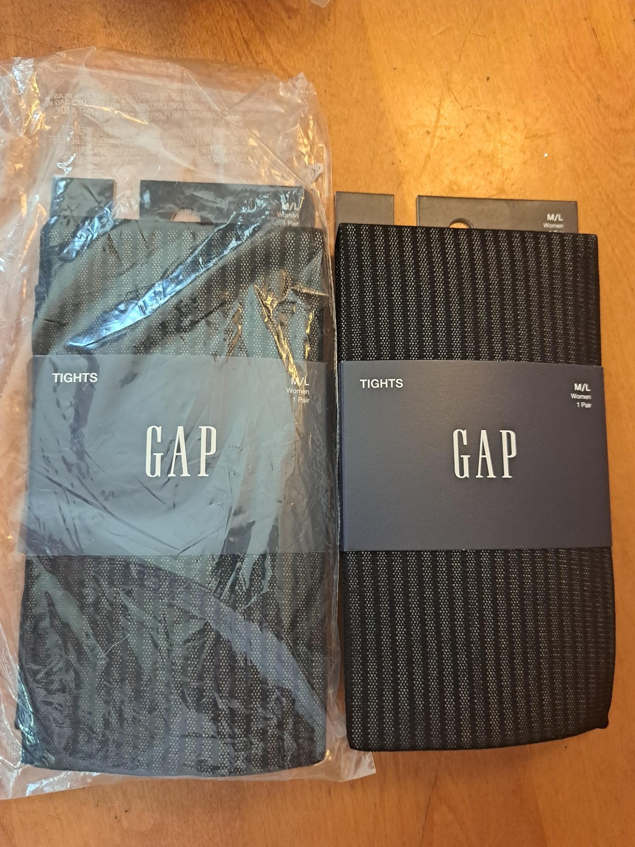 2 pairs of womens black stiped medium large Gap tights