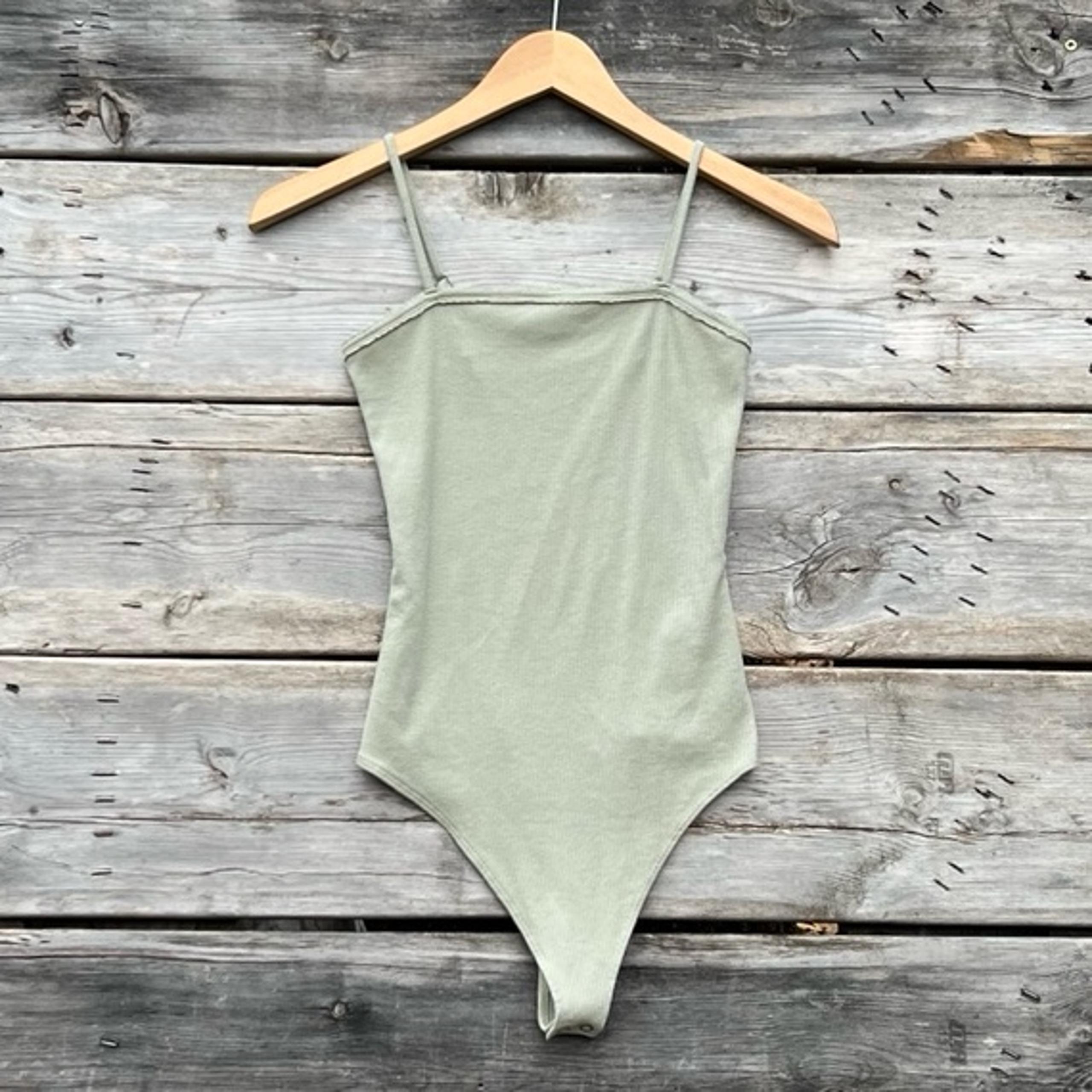 American Eagle Sage Green Ribbed Tank Top Bodysuit XS