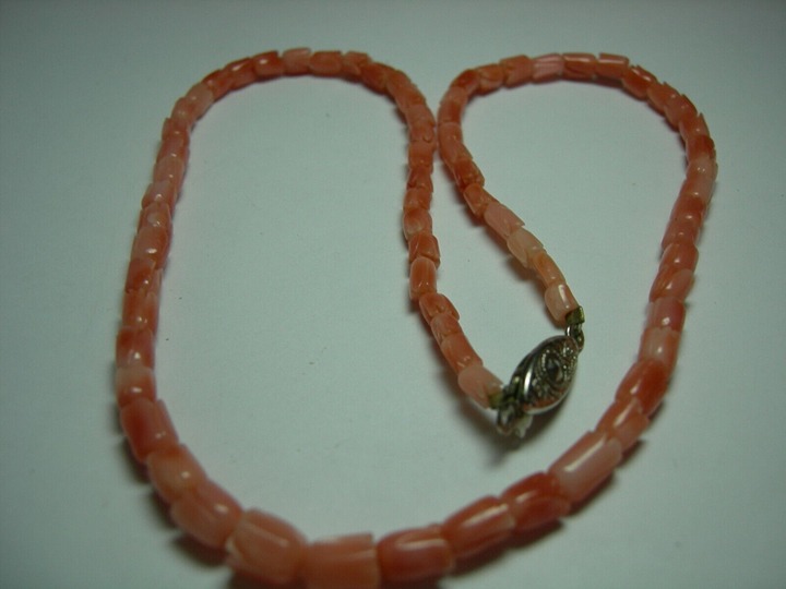 Necklace 15-inch Natural Un-dyed Angel Skin Coral Tulip Bead Strand