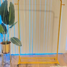Clothes Rack on wheels, Clothing Rack with Bottom Mesh Storage Shelf