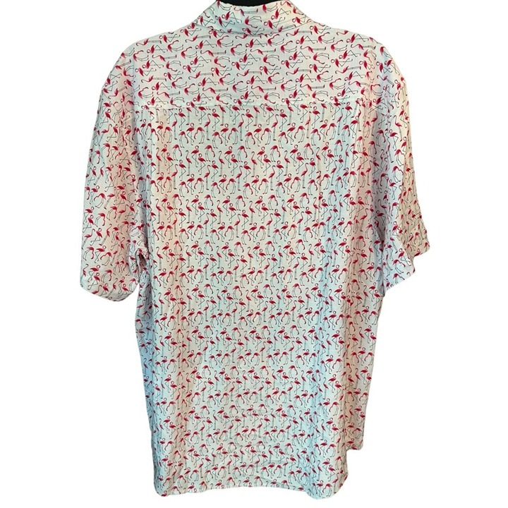 TOMMY BAHAMA Men’s LARGE The Veracruz Cay Flamingo Geo- White NWT $118 - detail