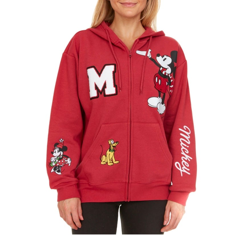 Licensed Ladies 2XL Mickey Mouse Character Holiday Full Zip Up Hoodie