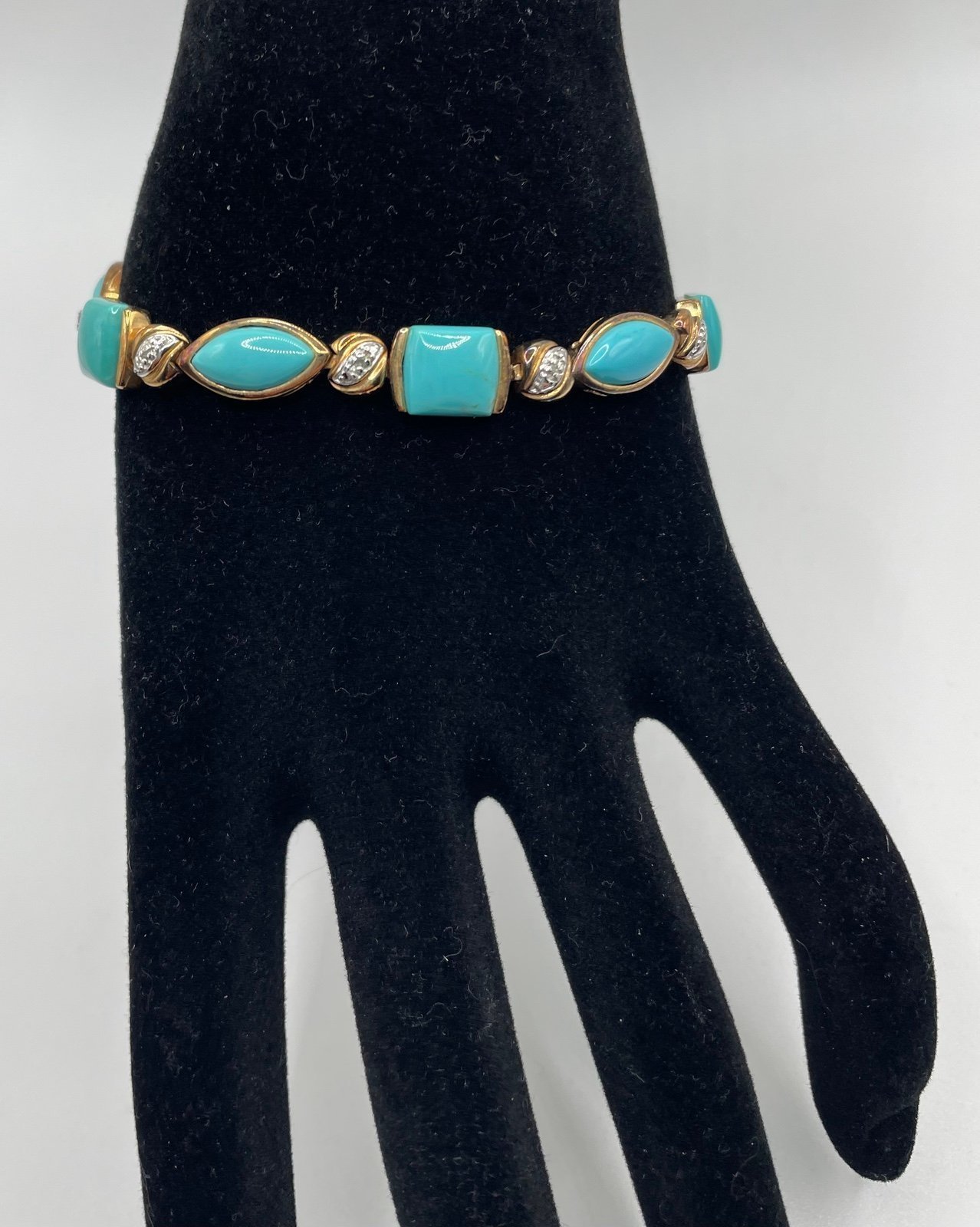 Vintage Gold Plated Sterling Silver Turquoise Bracelet