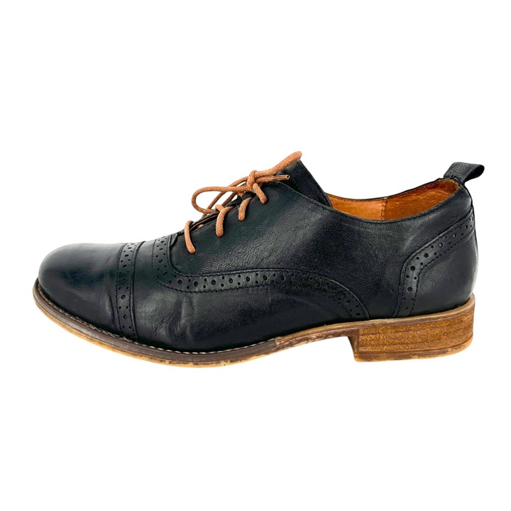 Josef Seibel Sienna 85 Black Leather Oxford Shoes Distressed Size 41 US 10 Women