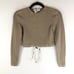 House of CB London Women's Major Crop Top Knit Crew Neck Mocha Brown M/L