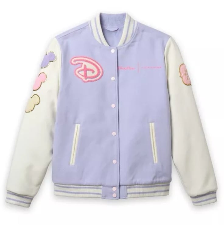 Walt Disney World Logo Varsity Jacket Women Lavender Stoney Clover Large