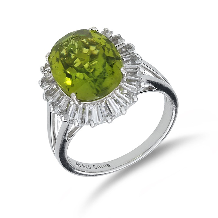 Sterling Silver 5.28ct Peridot and Topaz Halo Cocktail Ring SR-4292