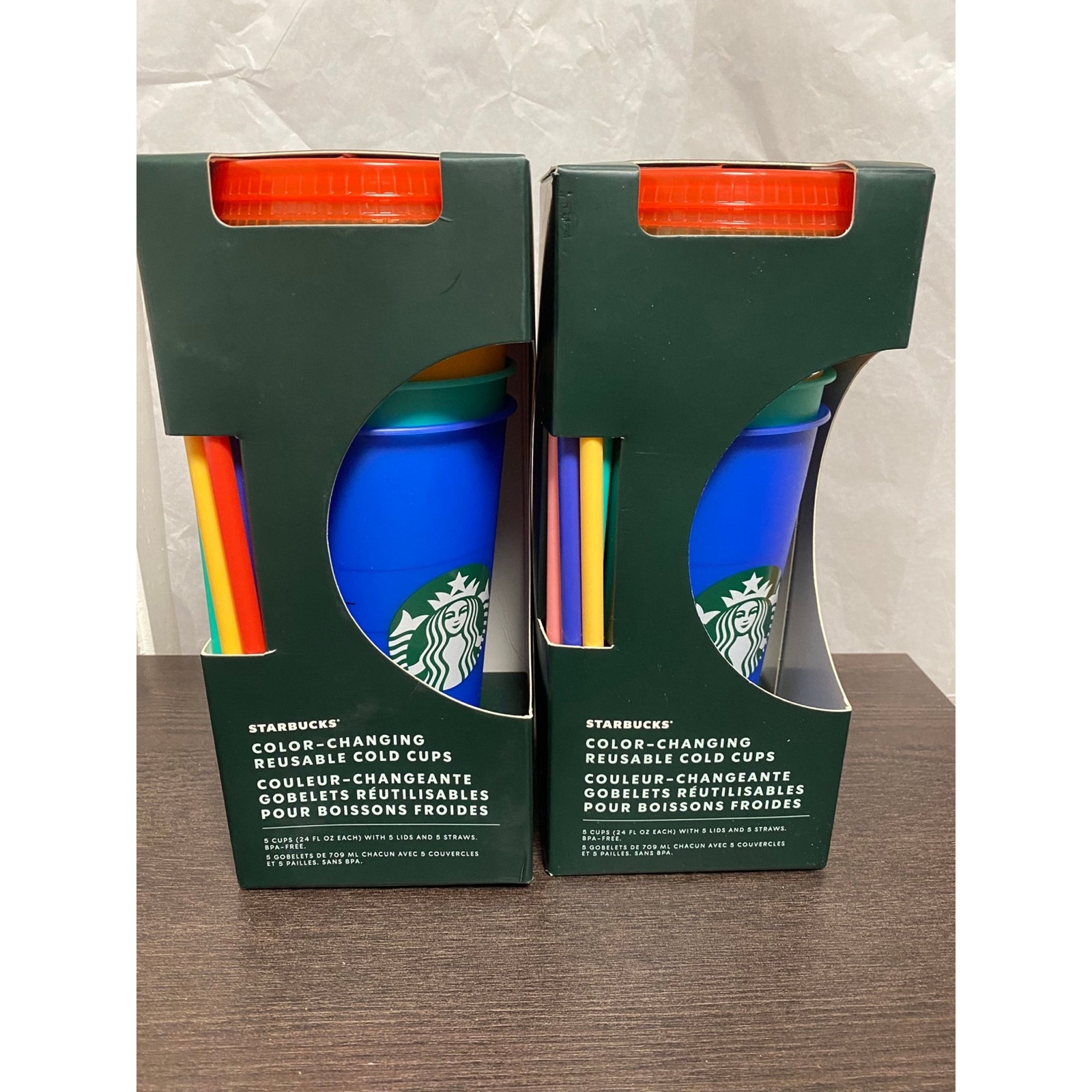 2- Starbucks cold color changing reusable cups