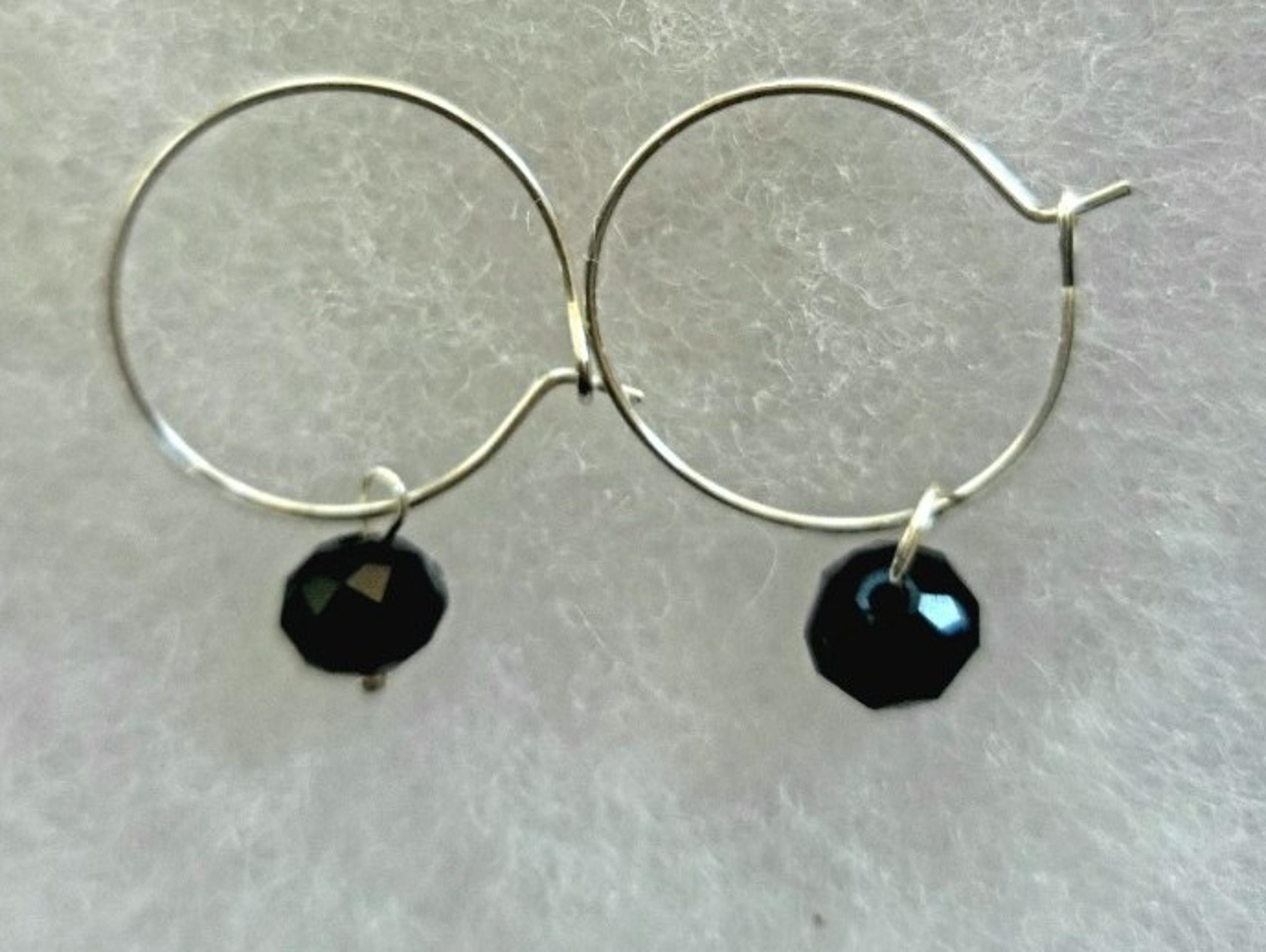 25MM HOOPS WITH REMOVEABLE EBONY BLACK SWAROVSKI CRYSTAL BEADS EARRINGS