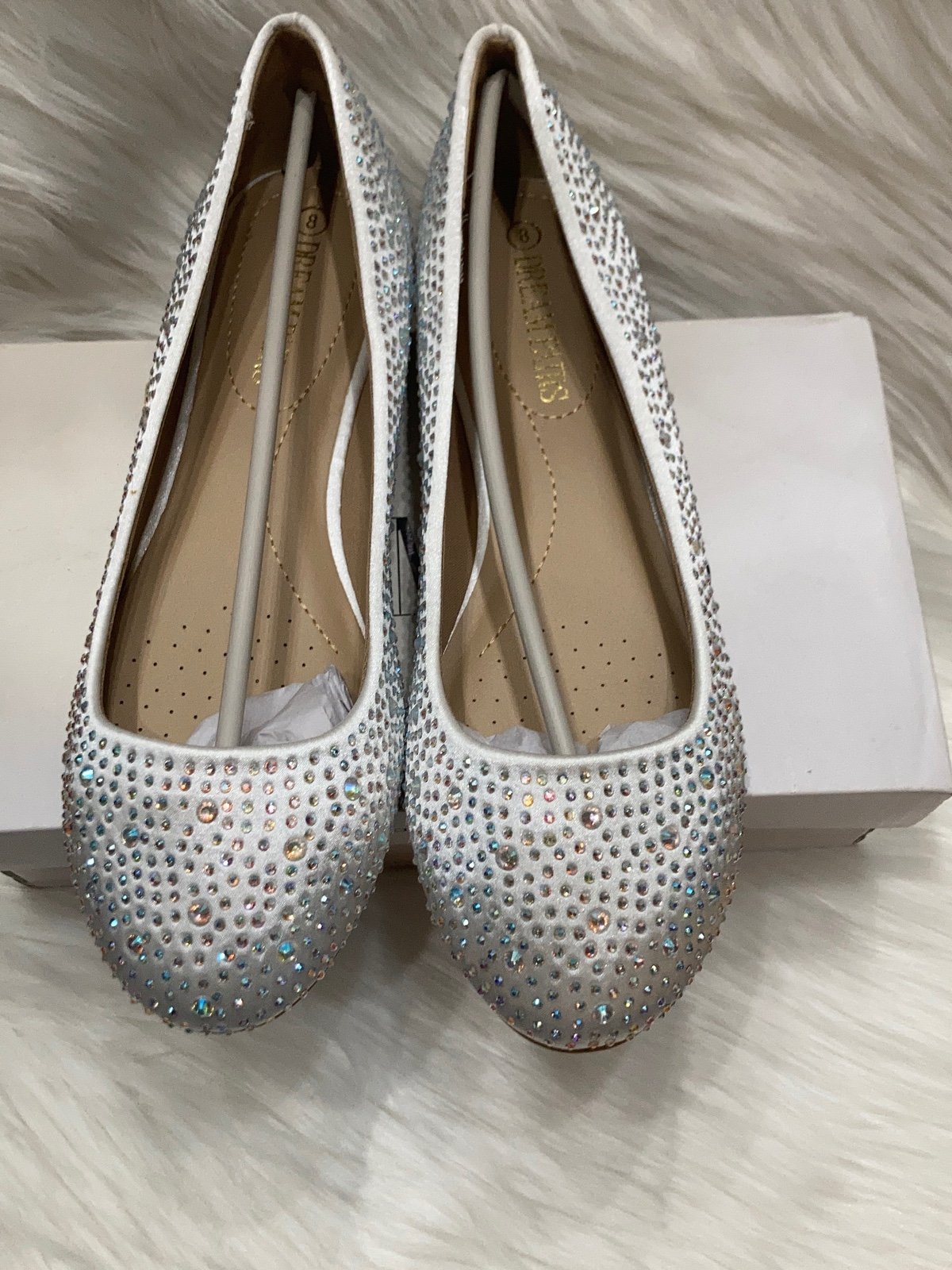 DREAM PAIRS Women's Sole-Shine Rhinestone Ballet Flats Shoes Size 8