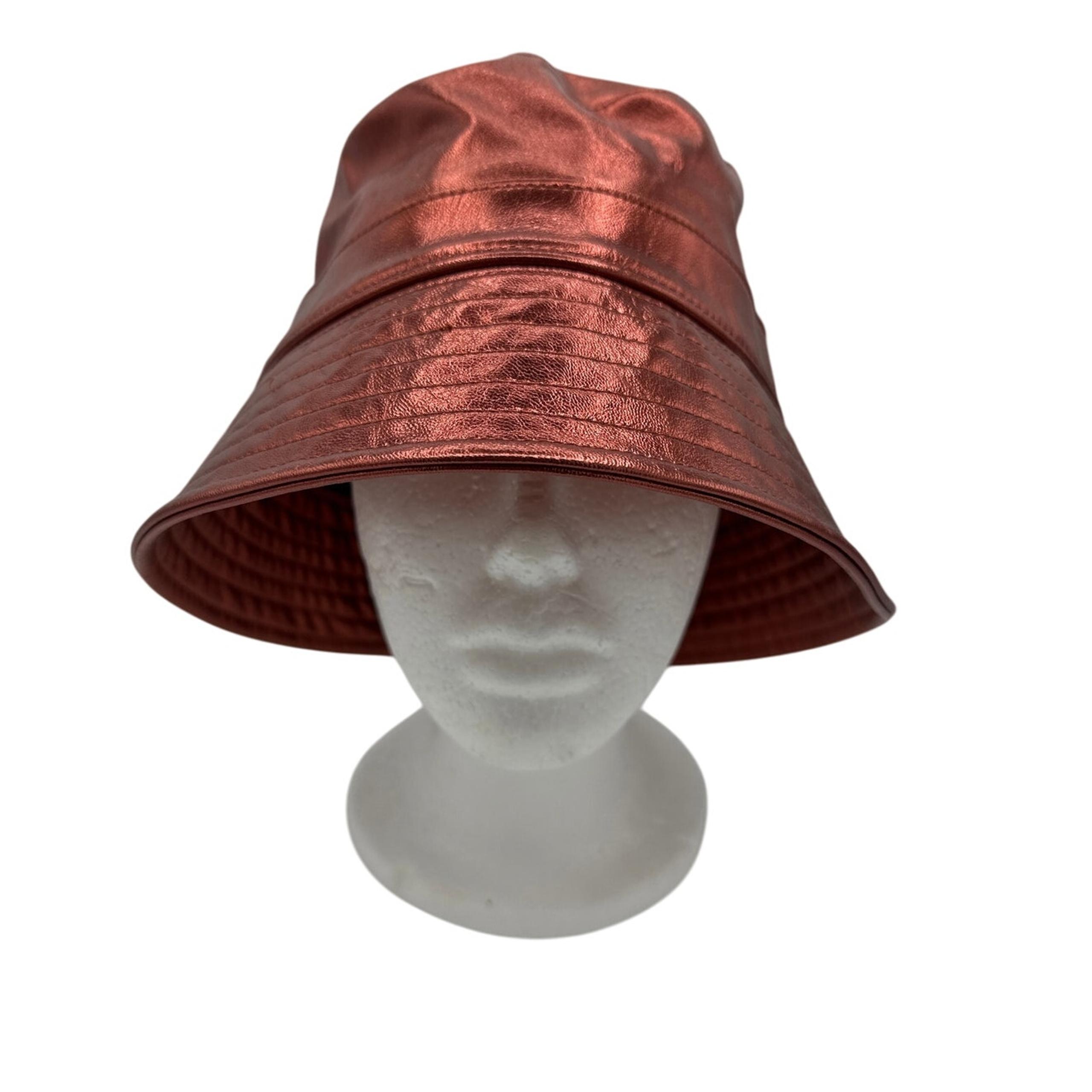 Anthropologie Wyeth Faux Leather Bucket Hat Red One Size New with tags