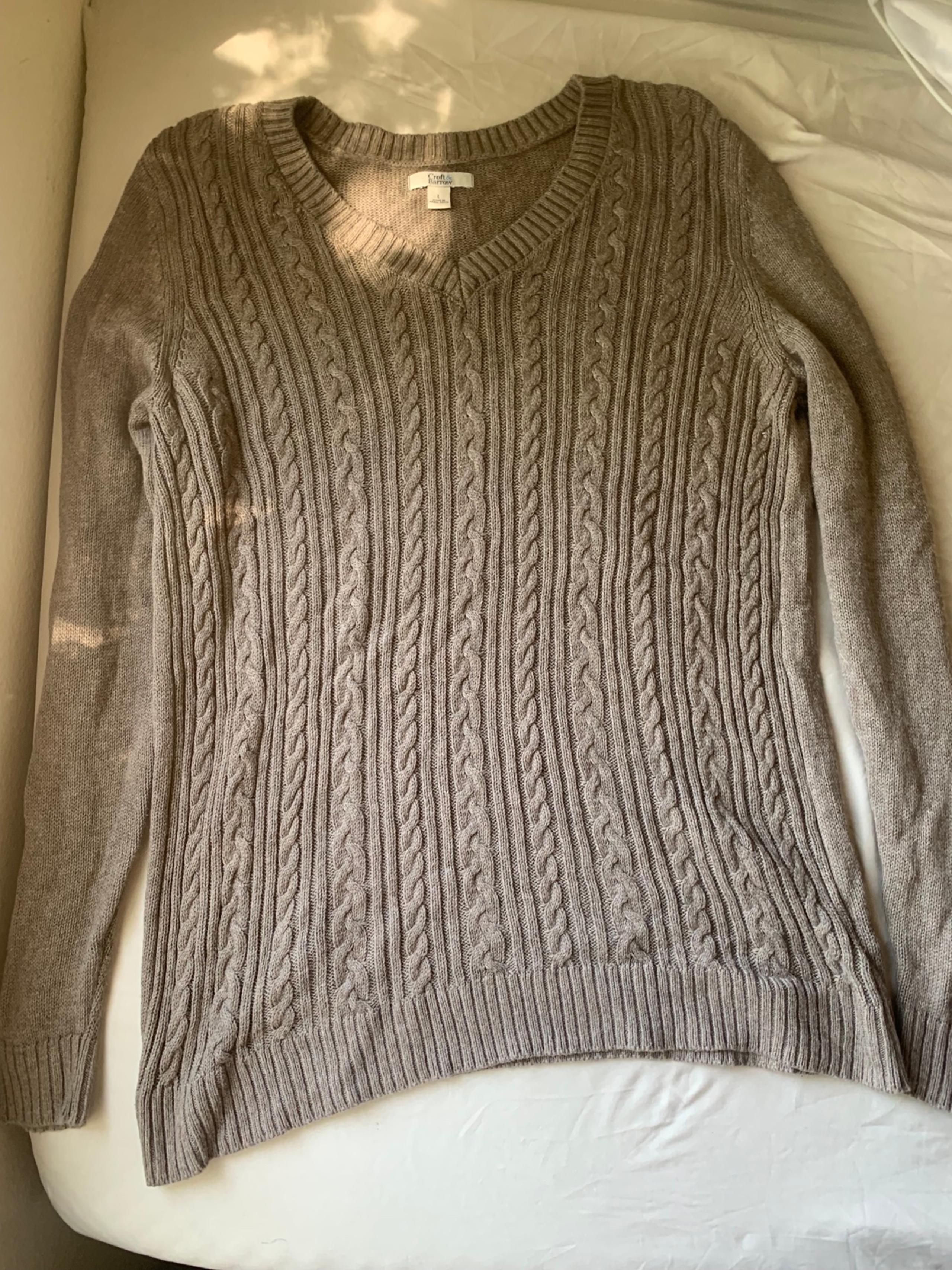 Cozy Croft & Barrow Grey Knit Sweater | L
