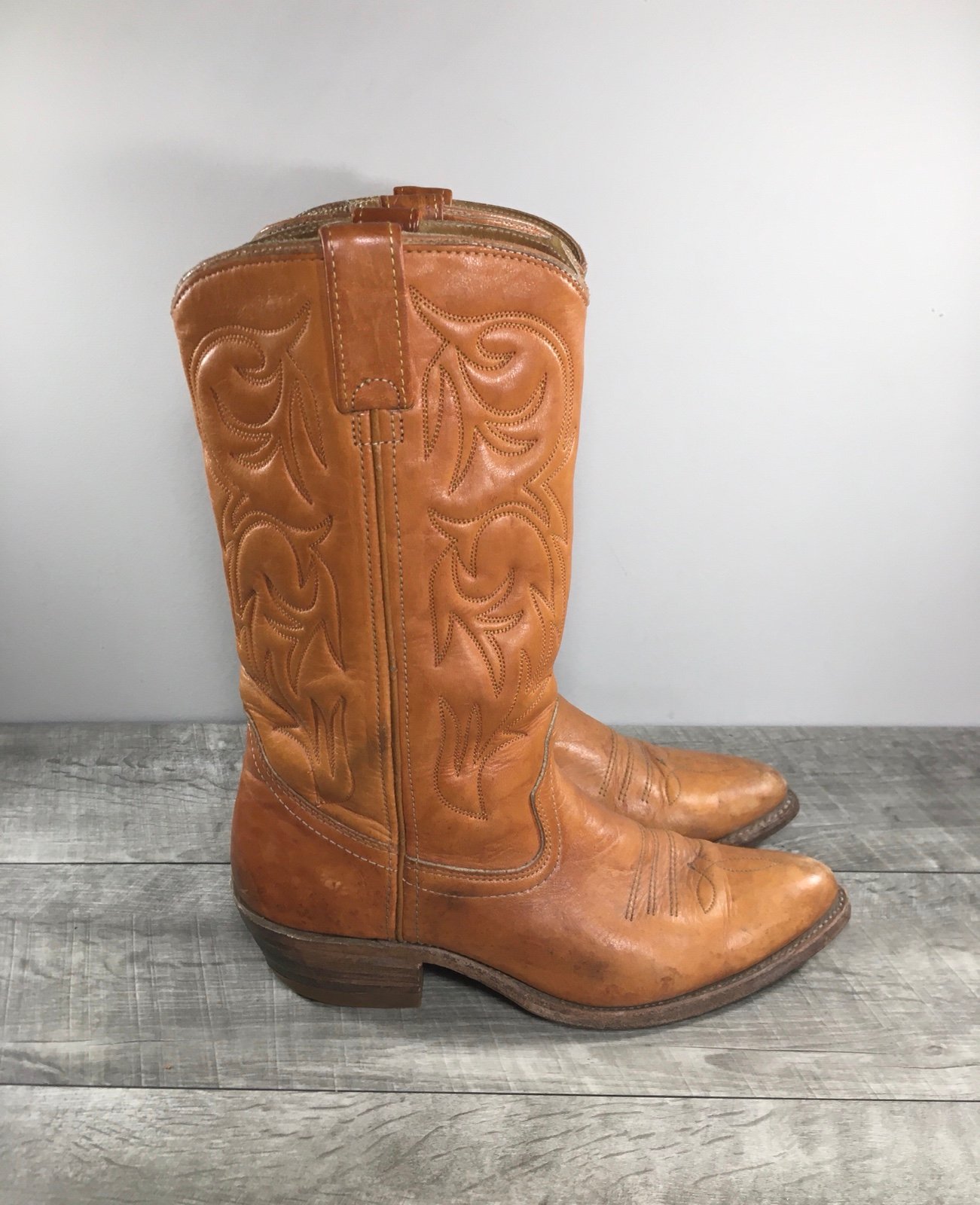 Vintage Berman’s Men’s Cowboy Western Leather Biker Motorcycle Pull On Boots 8