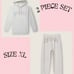 VS PINK Campus Pullover Hoodie & Boyfriend Sweatpants Set Gray Rainbow Bling XL