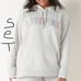 VS PINK Campus Pullover Hoodie & Boyfriend Sweatpants Set Gray Rainbow Bling XL