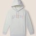 VS PINK Campus Pullover Hoodie & Boyfriend Sweatpants Set Gray Rainbow Bling XL