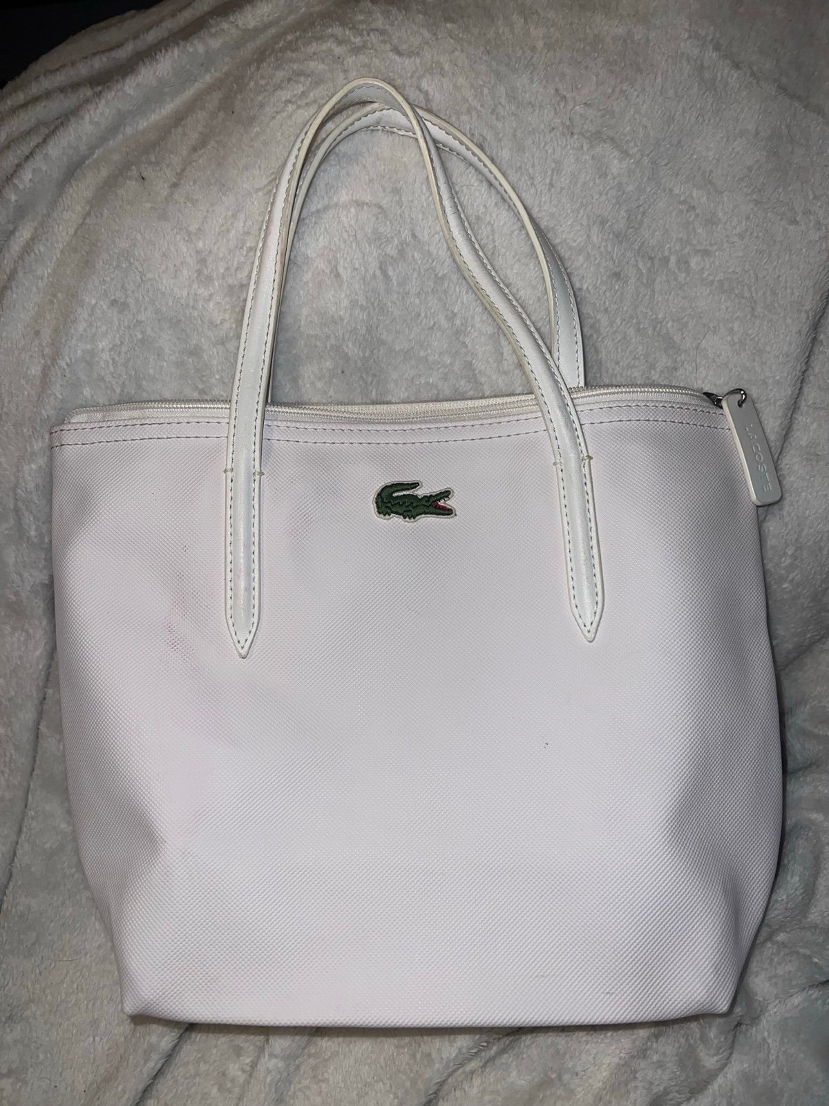 Lacoste small white tote bag