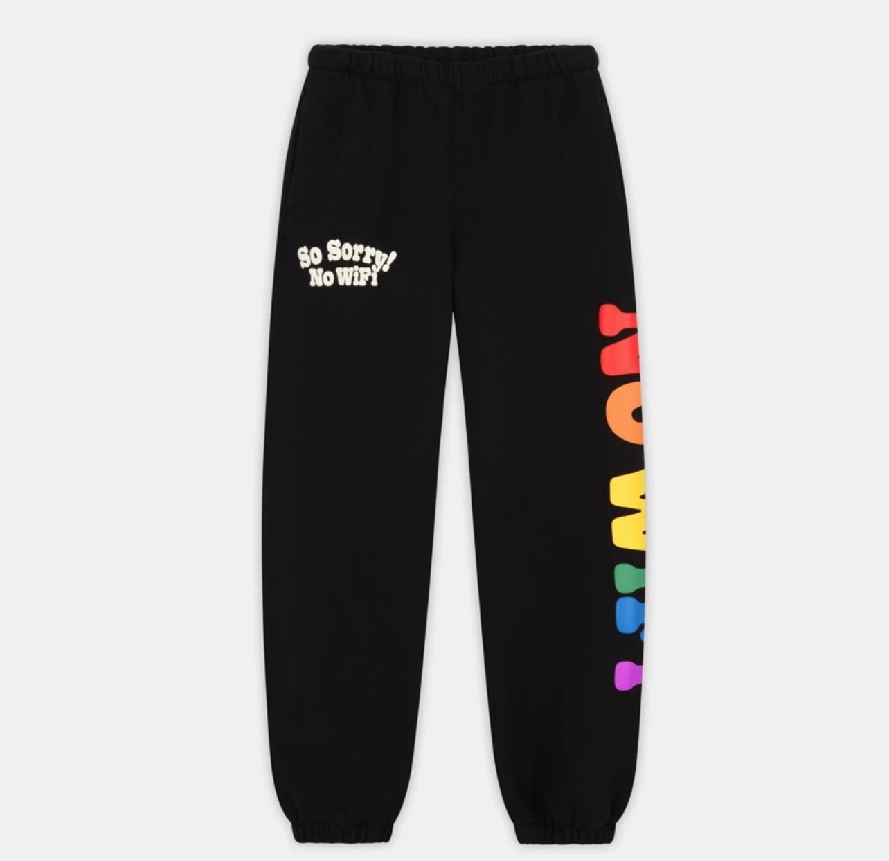 NEW MADHAPPY SORRY NO WIFI SWEATPANTS BLACK SIZE SMALL