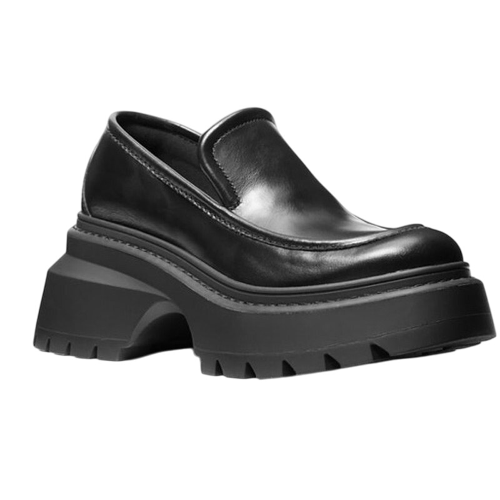 Michael Kors Shiloh Leather Chunky Loafers Platform Slip On Black Size 8M