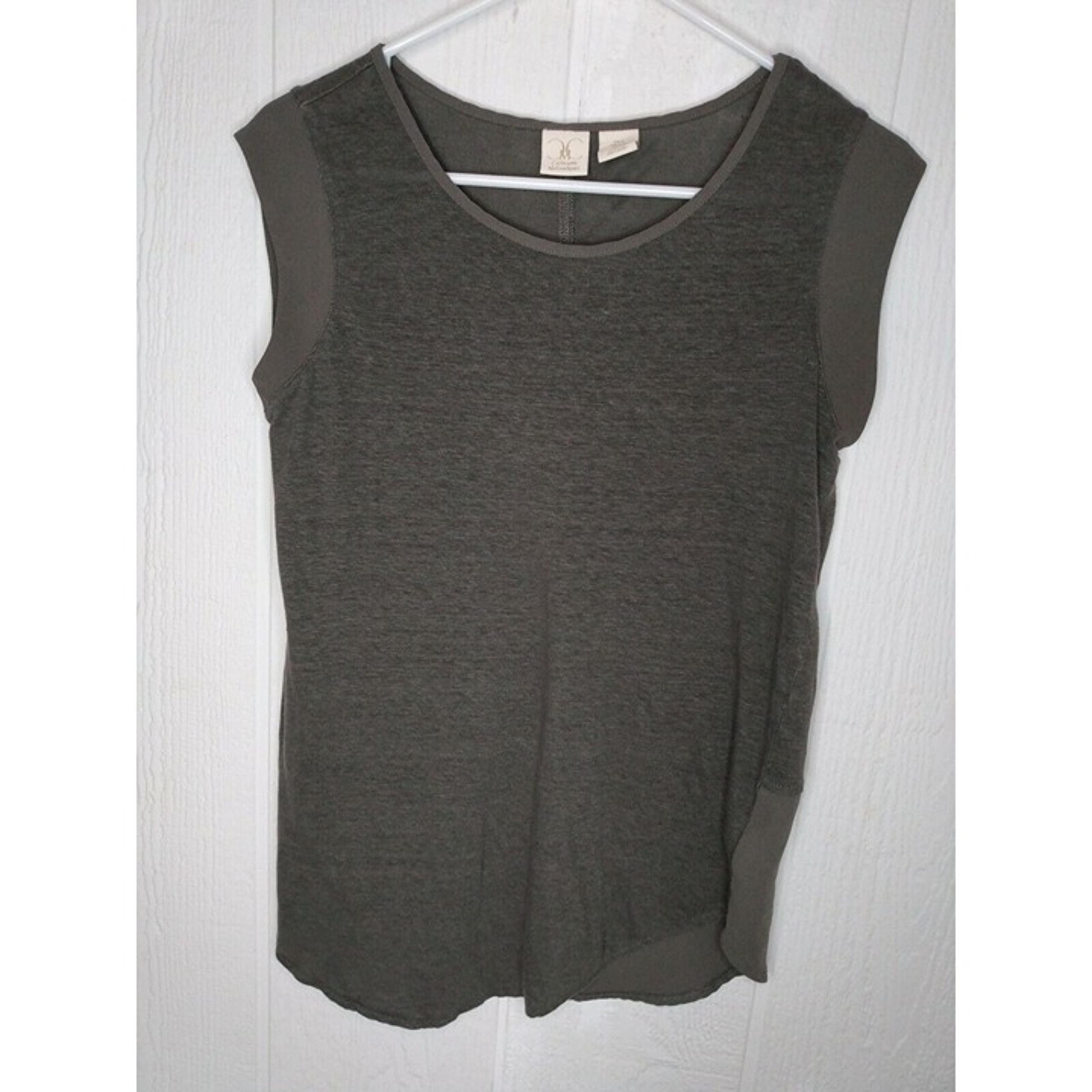 Catherine Malandrino Women's Pewter Linen Knit Sleeveless Tank Top Panels Sz S