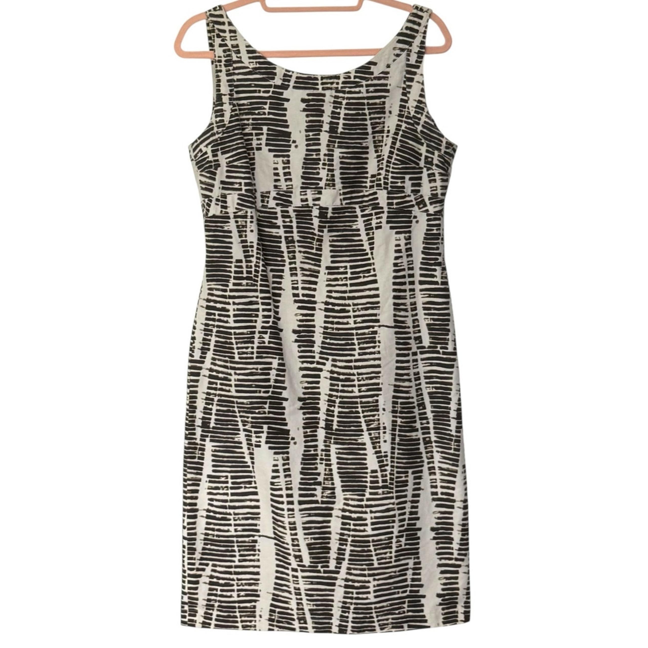 Vintage MaxMara Abstract Sheath Dress Sz 10 Sleeveless Brown Beige Striped Dress