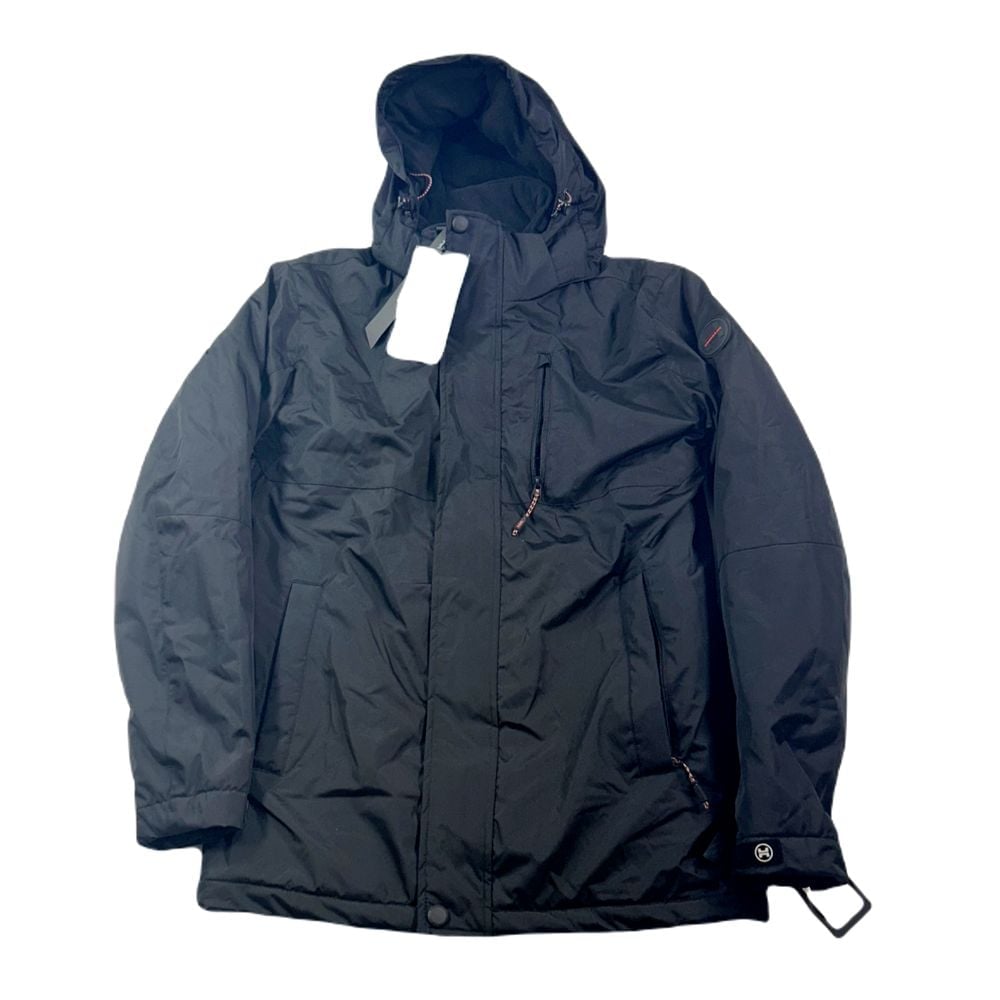 Hawke & Co Parka Coat Mens Small Black Bibbed Removable Hood 195