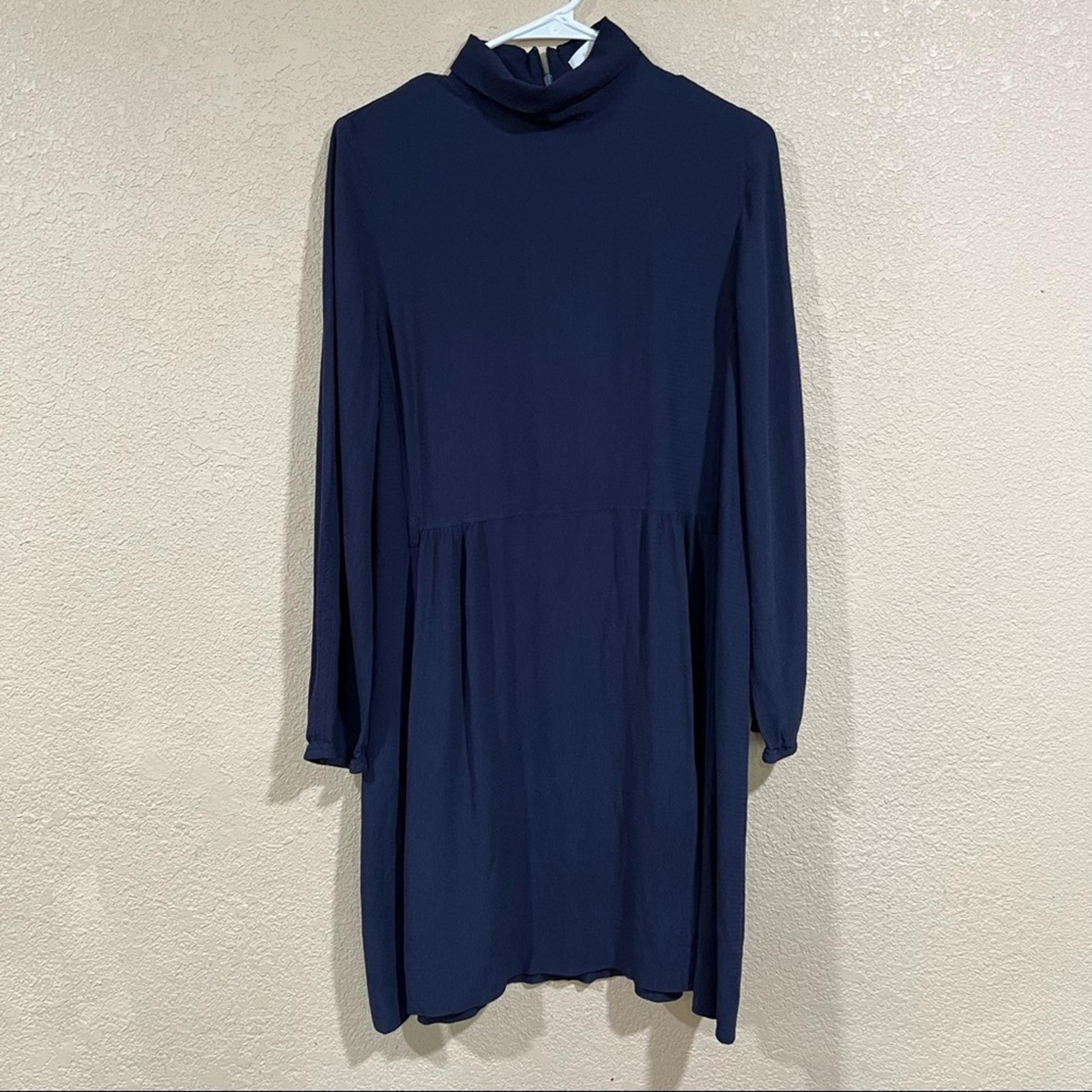 See by Chloe dark blue mock neck long sleeve mini dress FR44 / XL