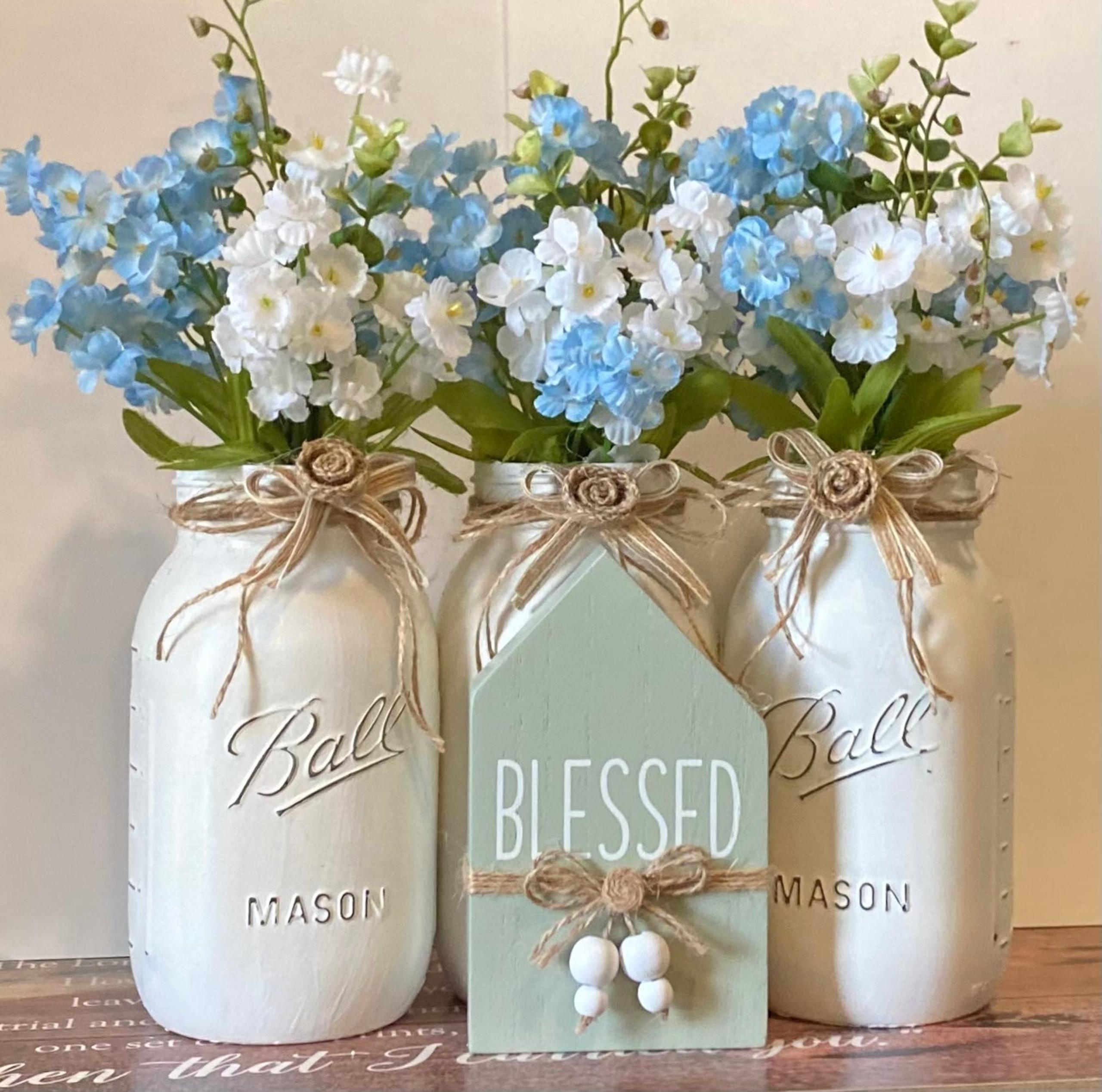 ❤️❤️❤️ Simply Gorgeous Chalk Painted Distressed Mason Jars Home Décor ❤️❤️❤️❤️❤️
