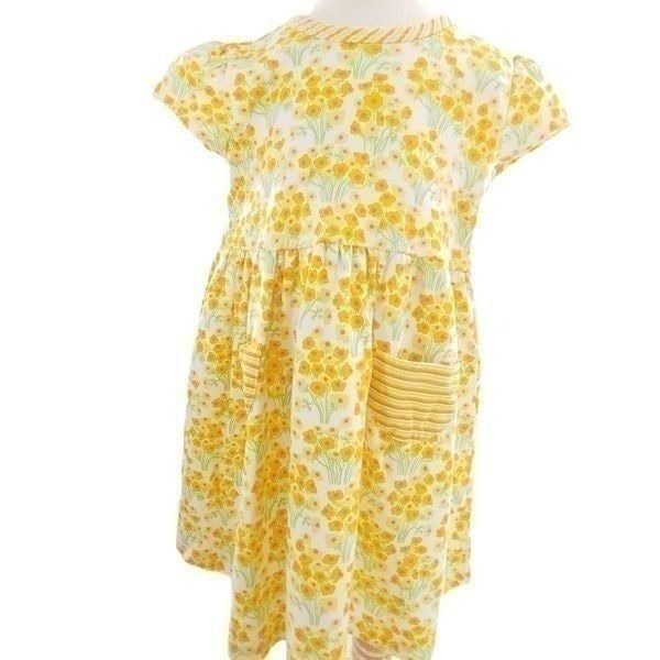 Marimekko orange & yellow floral cotton dress w/ cap sleeves & pockets 4T