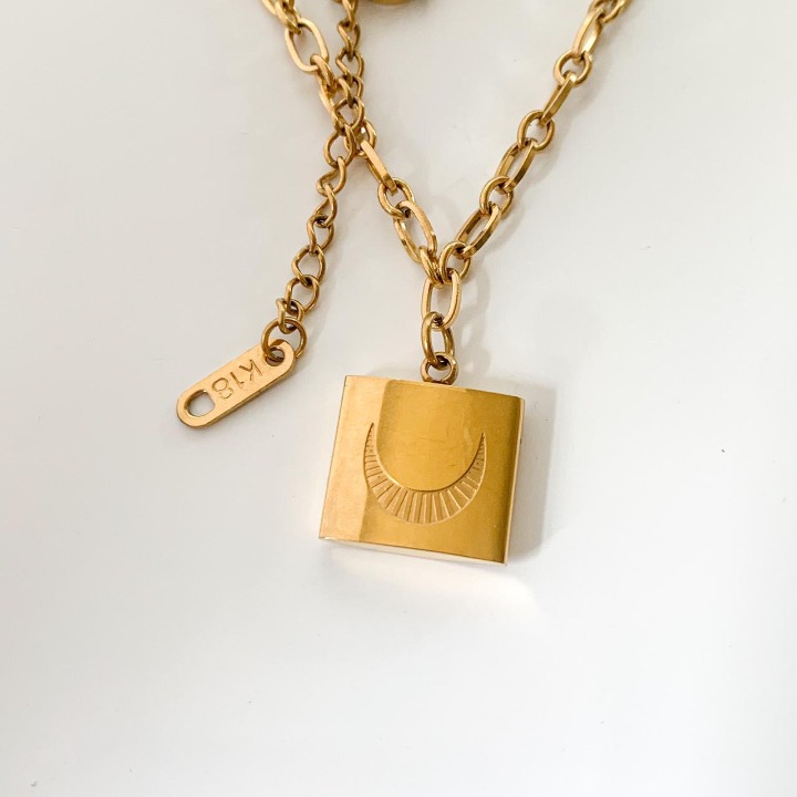 Moon pendant necklace gold chain necklace stacking necklace