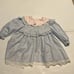 Vintage Baby Blue Colonial Floral Lace Bow Tie Ruffle Girls Dress 4T Long Sleeve