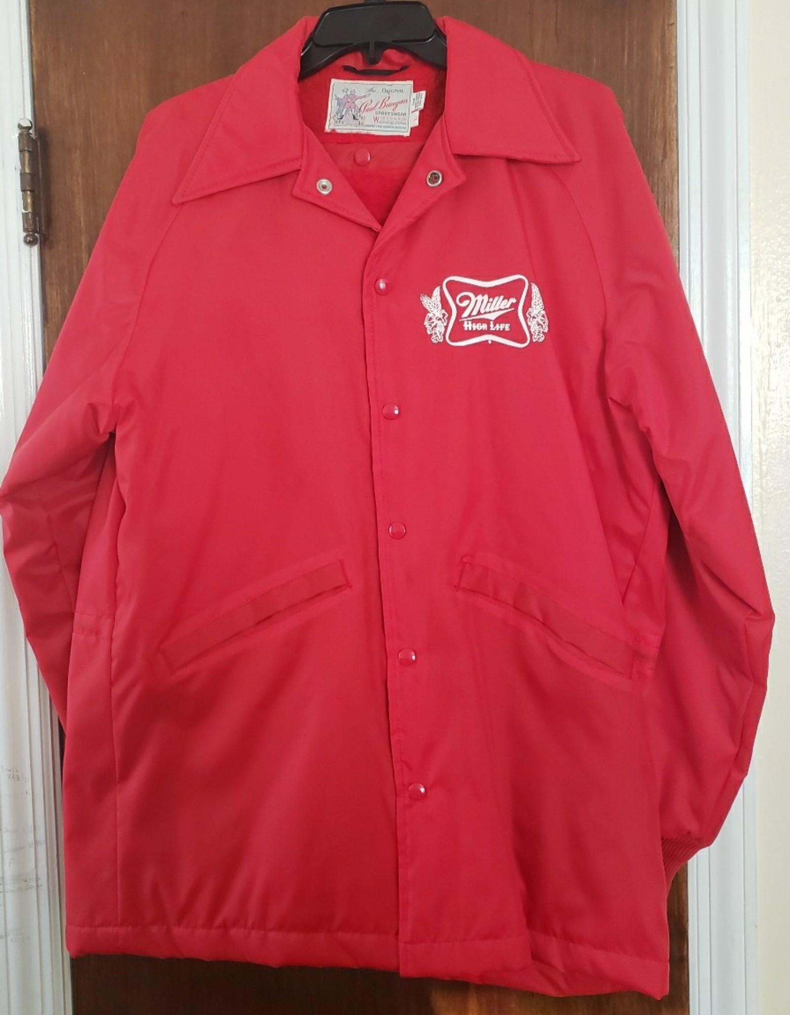 Vintage Miller High Life Beer Lined Jacket Paul Bunyan Sportswear, Sz.L USA