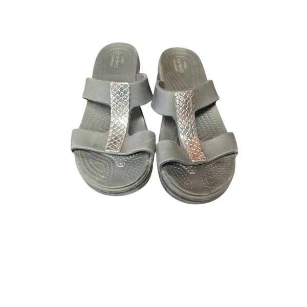Crocs Monterey Metallic Slip on Sandals Wedge Black - Women's Size 9