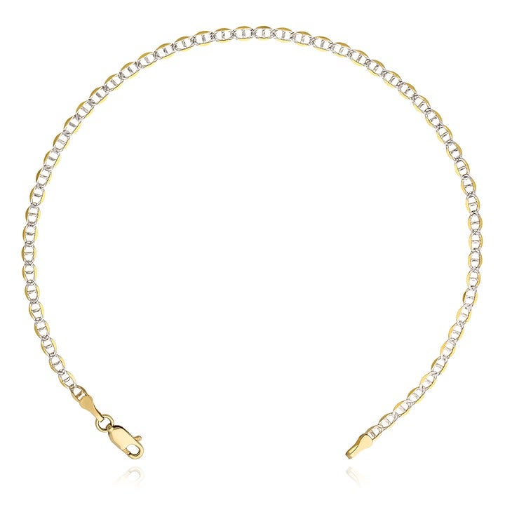 Solid 10K Yellow Gold 3mm Diamond-Cut Anchor Mariner Anklet Bracelet 10