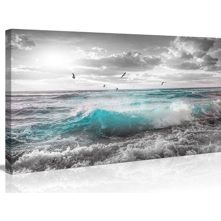 Wall Art Canvas Ocean Decor Beach Bedroom Sunset Blue Ocean Lg20 X40 /50cmx100cm