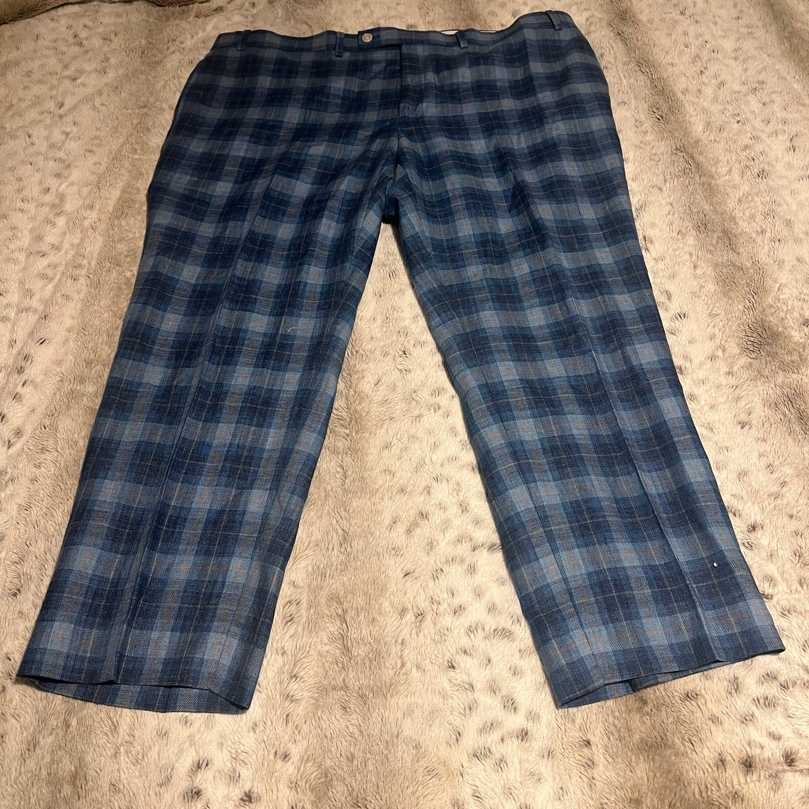 Lauren Ralph Lauren Black Label Turquoise Plaid Ultraflex Classic Fit Size 42x30