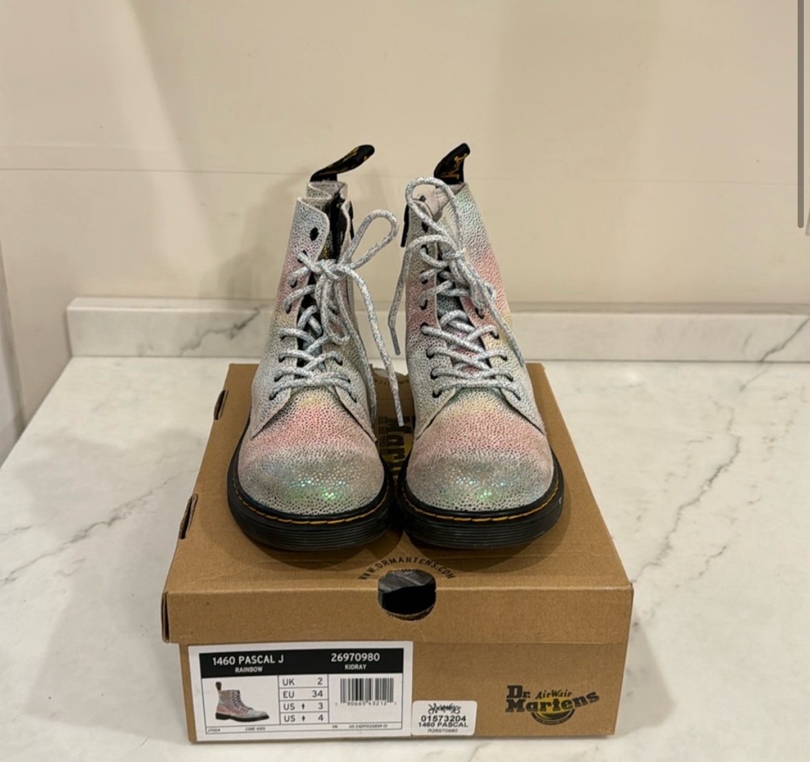 Dr Doc Martens pascal 1460 Silver Rainbow Shimmer Boots