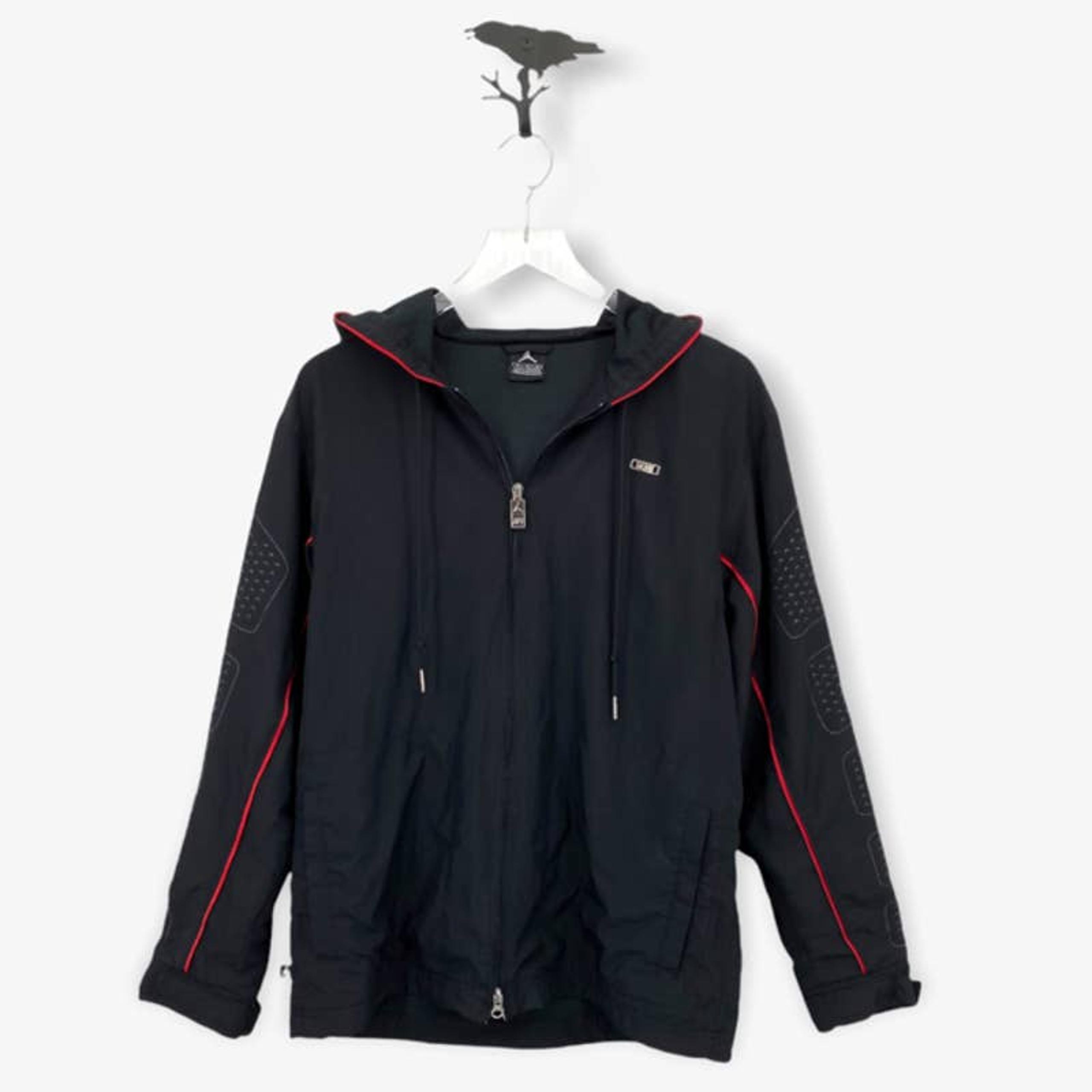 Air Jordan AF1 Air Force 1 Black Red Hooded Zip Front Jacket Mens Size Medium