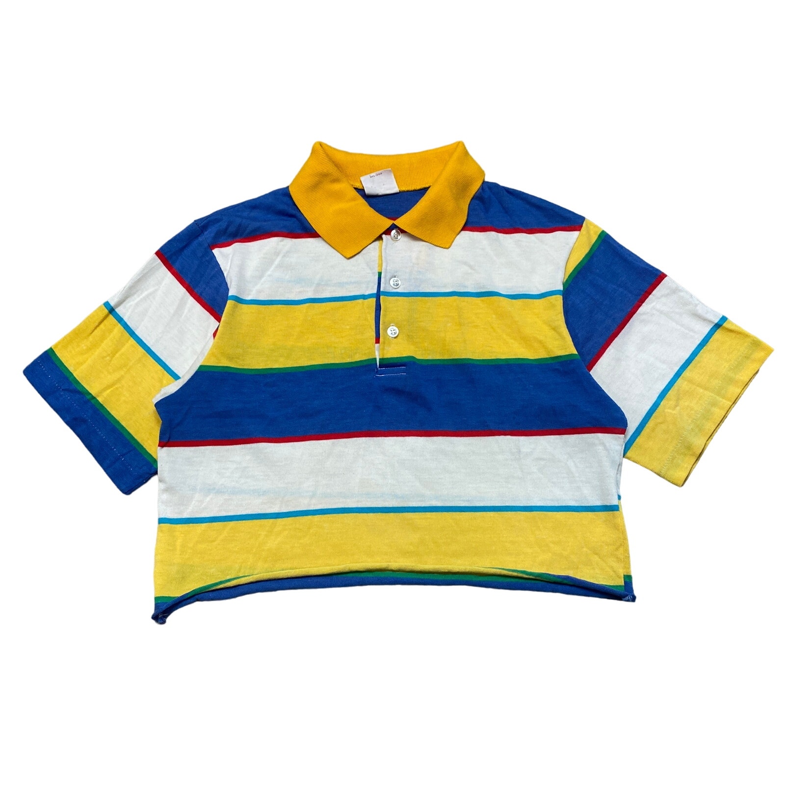 Vintage 909 Collection Striped Cropped Polo Shirt Women's Medium Retro Preppy