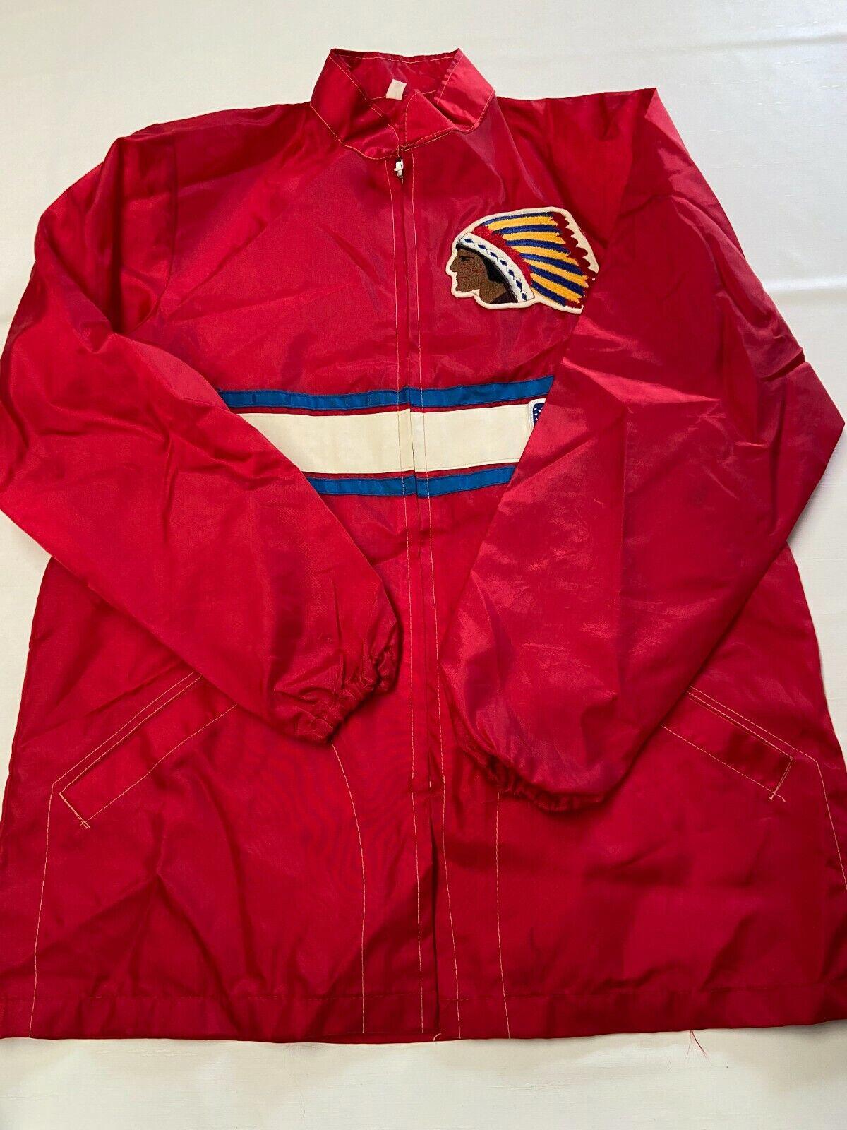 Mens VINTAGE Red Nylon Indian Patched Racing Jacket Sz S
